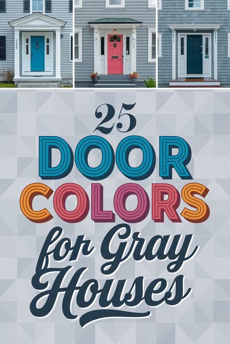 Door colors for gray houses adding personality and curb appeal. Explore bold red doors, sleek black entrances, and vibrant blue accents. Discover door color ideas complementing gray siding, including sunny yellow for cheer, navy for sophistication, and crisp white for a classic look. Find inspiration for teal doors, rich plum tones, and sage green for natural harmony. Get inspired with these eye-catching door colors perfect for enhancing gray house exteriors. Gray House Door Color, Gray House Door Color Ideas, House Door Color Ideas, Gray House Exteriors, Gray Houses, House Doors Colors, Door Color Ideas, Dark Grey Houses, Charcoal House