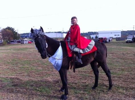 Layla as Little Red Riding Hood and horse is the big bad wolf disguised as grandma Halloween Barn, Horse Halloween Costumes, Horse Halloween, Halloween Horse, Horse Costume, The Big Bad Wolf, Wolf Costume, Cow Costume, Horse Costumes