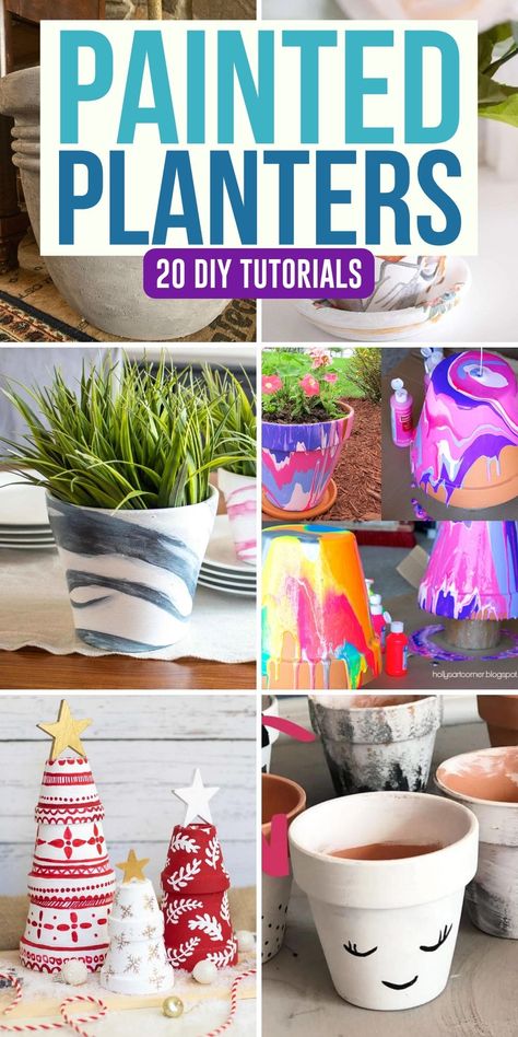 Paint your clay flower pots to make them more special. Here are 20 DIY painted pots tutorials. Use acrylic paint or spray paint to give a makeover to a terracotta pot. These painted pot tutorials are great for indoors or outdoors, decor or gifts. Stacked Flower Pots, Terracotta Paint, Easy Diy Paint, Painted Pot, Flower Pot Art, Painted Plant Pots, Terracotta Flower Pots, Painted Clay Pots, Clay Flower Pots