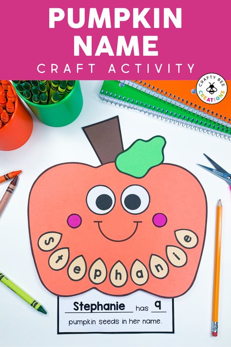 Pumpkin Name Craft, Interactive Alphabet Notebooks, Alphabet Notebook, Square Pumpkin, Pumpkins Preschool, Pumpkin Unit, Halloween Names, Pumpkin Books, Witches Hats