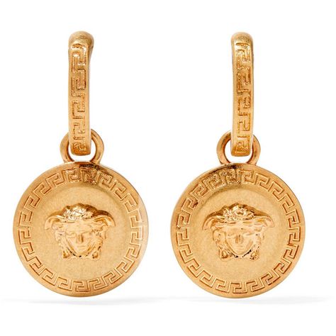 Versace Gold-plated earrings ($345) ❤ liked on Polyvore featuring jewelry, earrings, accessories, versace earrings, post earrings, versace jewelry, gold plated earrings and earring jewelry Versace Earrings, New Gold Jewellery Designs, Artsy Jewelry, Gold Diamond Hoop Earrings, Versace Jewelry, White Gold Diamond Earrings, Versace Gold, Turquoise Hoop Earrings, Silver Pearl Earrings