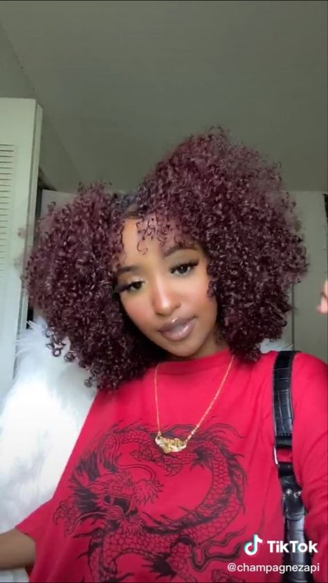 Burgundy Type 4 Hair, Dark Red Curly Hair Black Women, Burgundy Curly Hair Black Women, Dark Red Natural Hair, Cherry Red Hair Curly, Wine Red Curly Hair, Burgundy Natural Hair, Burgundy Curly Hair, Afro Hair Dye