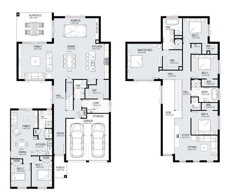 Melody Dual 45 | Kurmond Homes Dual Living House Plans Australia, Dual Living House Plans, Multigenerational House Plans, House Plans Australia, Double Storey House Plans, Multigenerational House, Double Storey House, Two Story House Plans, Design Building