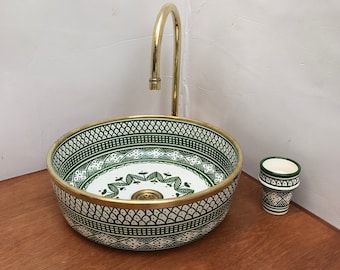 Painted Sink, Moroccan Sink, Moroccan Culture, Bathroom Reno, Moroccan Design, Ceramic Sink, Traditional Interior, Design Drawing, Functional Art