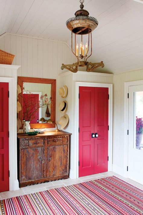 Sarah Richardson - The Cottage Journal Sarah Richardson Farmhouse, Old Closet Doors, Office Guest Bedroom, Red Doors, Sarah Richardson Design, Painting Wood Paneling, Sarah Richardson, Bedroom Updates, Style Cottage