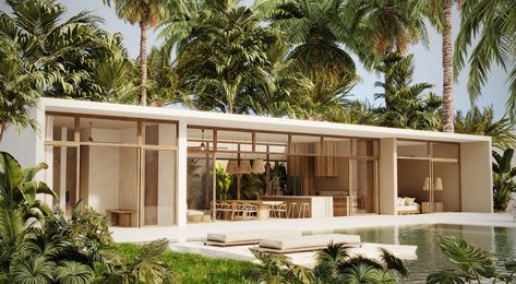 House In Greece, Building Design Plan, Uluwatu Bali, Bali House, Tropical Architecture, Beach House Plans, Tropical Pool, Cave House, Bungalow Design