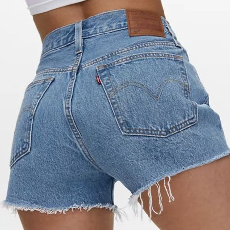 The Classic Denim Shorts, Levis 501 W26, Fly Button, Tattered Hem, High Waisted. Never Worn! Levi 501 Shorts, Vintage Levi Shorts, Levi Jean Shorts, Classic Denim Shorts, Black Jean Shorts, High Rise Denim Shorts, 501 Jeans, Denim Cutoff Shorts, Cute Jeans