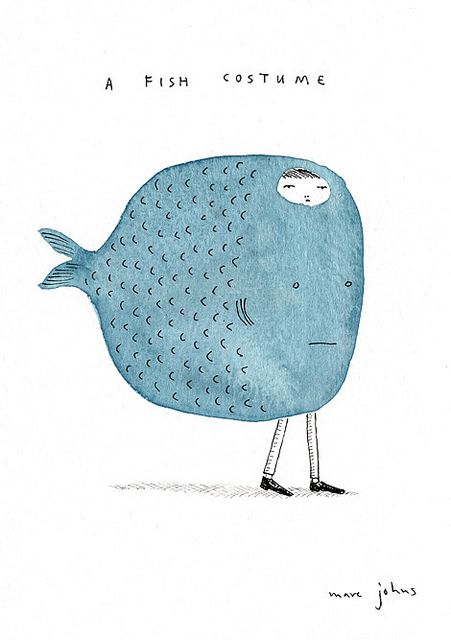 Marc Johns, Fish Costume, 동화 삽화, Soyut Sanat Tabloları, Art And Illustration, Fish Art, Childrens Illustrations, Children's Book Illustration, Art Watercolor