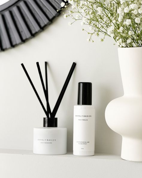 Every picture tells a story, but black and white captures the soul. Featuring the monochromatic vibes and everything nice by @barklybasics Kindly gifted. Room Spray Packaging, Spray Packaging Design, Every Picture Tells A Story, How To Make Oil, Kaffir Lime, Bathroom Refresh, Hotel Bathroom, Scandinavian Inspired, Room Spray