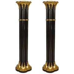 Pair of Gothic Revival Gold and Black Pedestals Diy Pillars, Den Furniture Layout, Classic Kitchen Furniture, Hall Of The Mountain King, Fantasy Victorian, Egyptian Decor, Clubhouse Design, Water Temple, Furniture Sketch