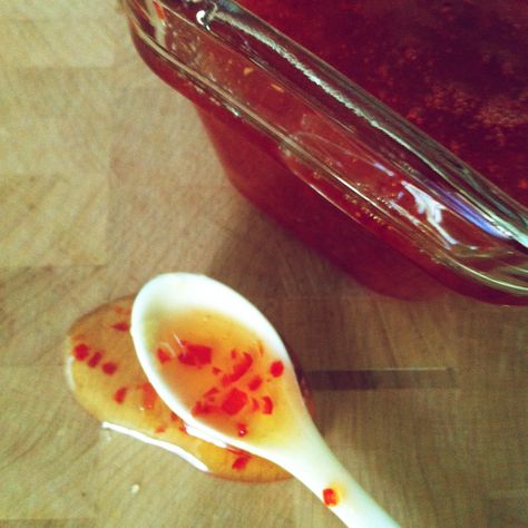 Sweet Chili Jam #foodstyling #meganmitchell Thai Condiments, Chili Jam, Pepper Jam, Megan Mitchell, Red Jalapeno, Red Chili Peppers, Food Names, Chinese Soup Spoon, Grilled Corn