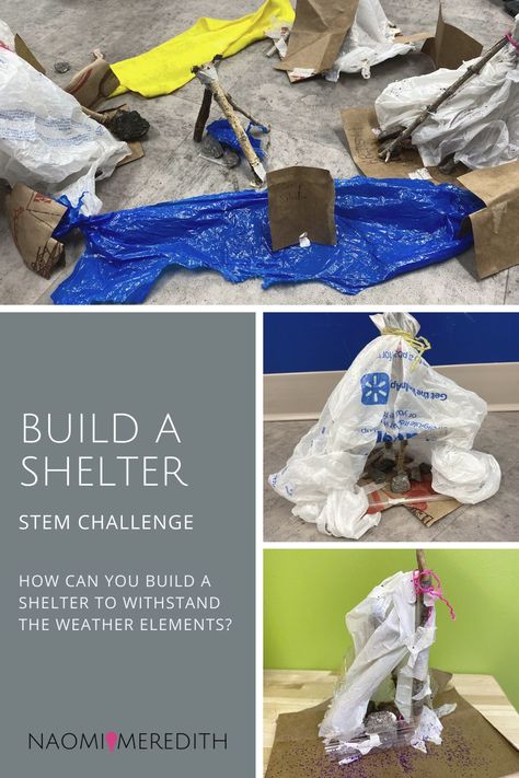 Stem Shelter Project, Build A Shelter Stem Project, Shelter In Place Supplies List, Shelter Building, Stem Camp, Stem School, Camping Classroom, Survival Ideas, Engineering Design Process