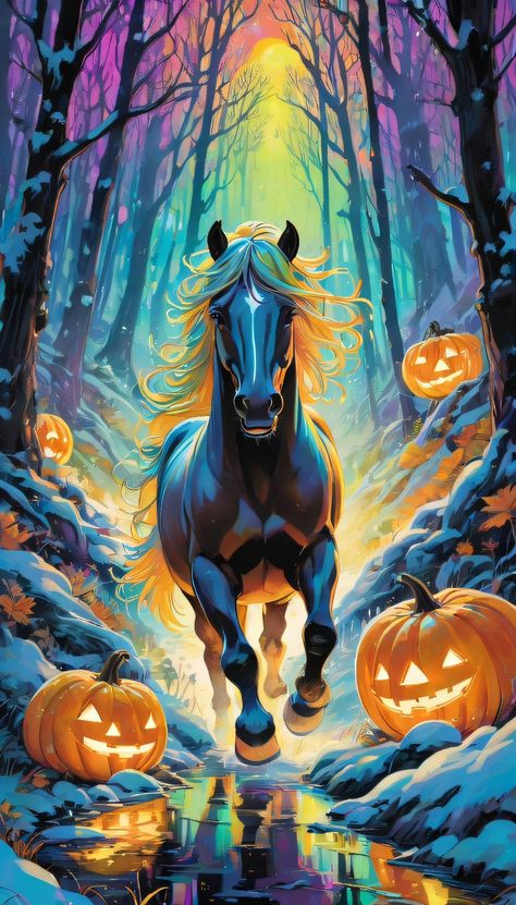 Wallpaper Horror, Halloween Live Wallpaper, Equine Artwork, Happy Halloween Pictures, Unicorn Artwork, Spiritual Animal, Dog Pop Art, Halloween Cans, Cute Disney Drawings