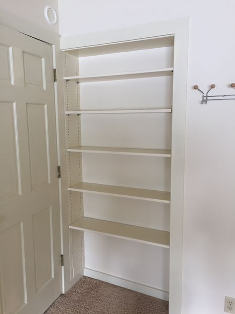 Behind A Door Storage, Over Door Bookshelf, Behind Door Shelves, Bookshelf Behind Door, Space Behind Door, Decorate Empty Wall, Behind The Door Storage, Shelf With Doors, Staircase Shelves