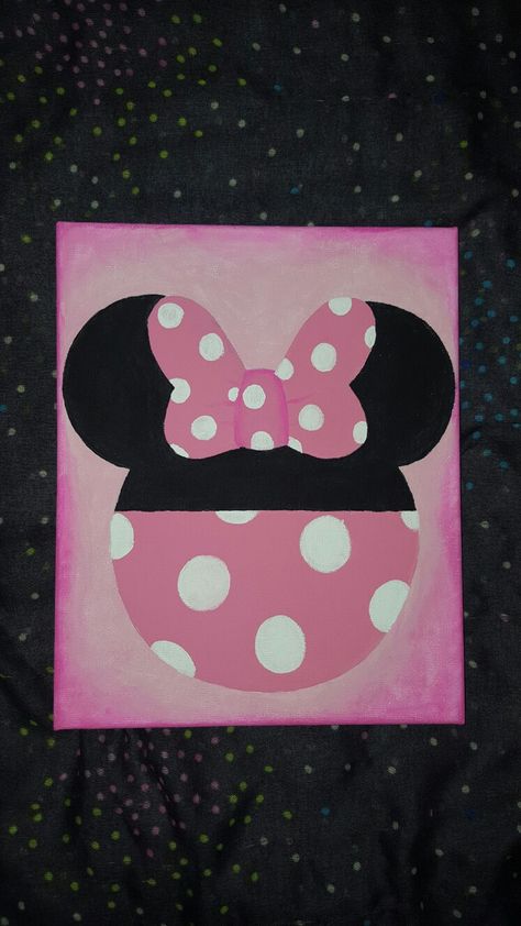 Baby Room Paintings Canvases, Minnie Mouse Paintings, Easy Minnie Mouse Painting, Minnie Mouse Painting On Canvas Easy, Minnie Mouse Canvas Painting Diy, Minnie Mouse Painting, Minnie Mouse Painting On Canvas, Minnie Mouse Painted Rocks, Mickey Mouse Mini Canvas Painting