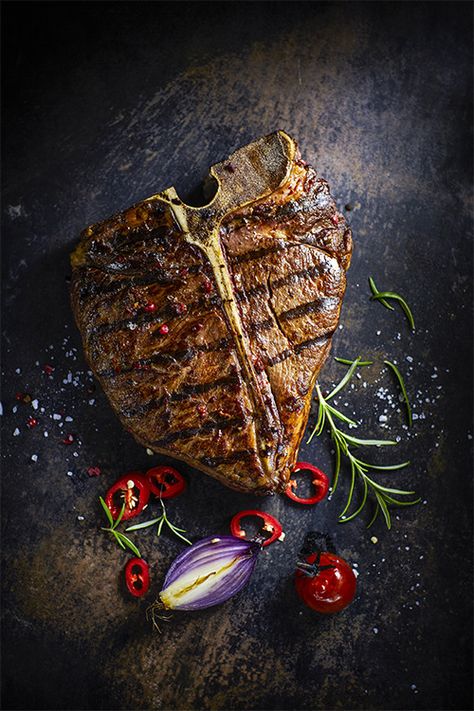 Meat Food Styling, Roast Meat, Photography Motion, Dark Food Photography, T Bone Steak, Drink Photography, Chicken Steak, Food Drink Photography, T Bone