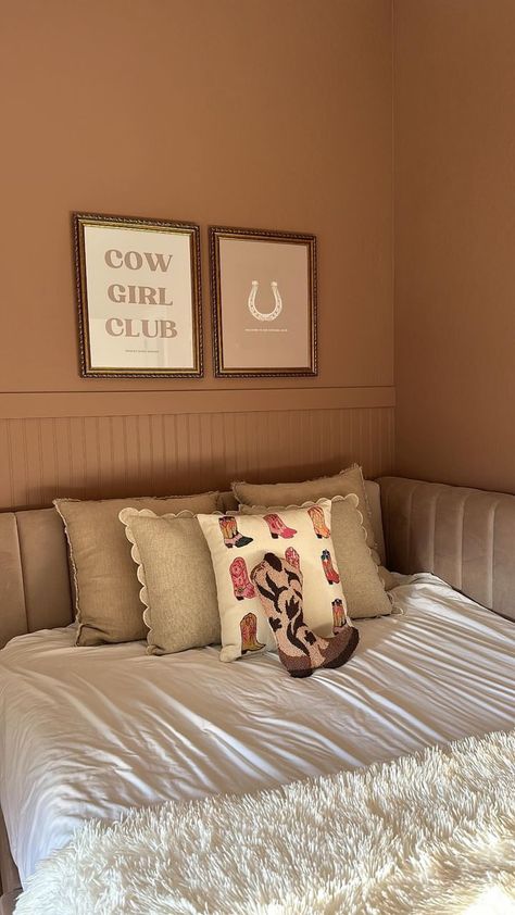 At Kowalski Painting, we love bringing personality and unique themes to our clients’ spaces. One of our recent projects, a little girl’s bedroom, combined Sherwin-Williams’ beautiful Redend Point with a touch of Western charm. Here’s a closer look at how we created a warm, inviting space that’s both playful and timeless. Western Girl Room Ideas, Western Toddler Girl Room, Cowgirl Room Ideas Kids, Western Girls Nursery, Cowgirl Bedroom Ideas For Kids, Western Girls Room, Girls Western Bedroom, Girly Western Bedroom, Cowgirl Theme Bedrooms