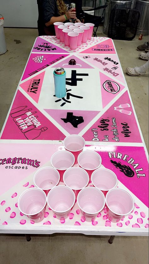 Pink Ping Pong Table, Pink Beer Pong, 21st Birthday Beer Pong Table, Blue Pong Table Painted, Beer Pong Table Painted Pink, College Bday Party, Smirnoff Beer, Pink Beer Pong Table, Pink Pong Table