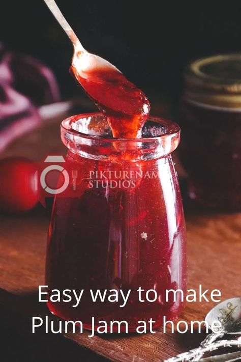 Plum Jam Recipe, Plum Jam Recipes, Cream Cheese Sandwiches, Professional Food Photography, Moody Food Photography, Plum Recipes, Delicious Vegetarian Recipes, Plum Jam, Jam And Jelly