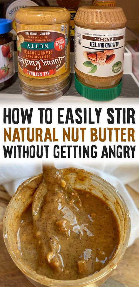 Natural peanut butter and almond butter is so much healthier for you, but a serious pain to stir... if you know what I mean? Not anymore! I've done some research and have discovered the best ways to make stirring these nut butters way easier. If you have the same struggle as me when it comes to mixing those stubborn jars of natural butter, here are the only two tricks you need to make the blending process easy and mess free! These simple hacks have saved me from lots of emotional breakdowns. Kitchen Knowledge, Med Diet, Amazing Food Hacks, Gluten Free Protein, Peanut Butter Jar, Extra Work, Peanut Butter Lovers, Family Eating, Nut Butters