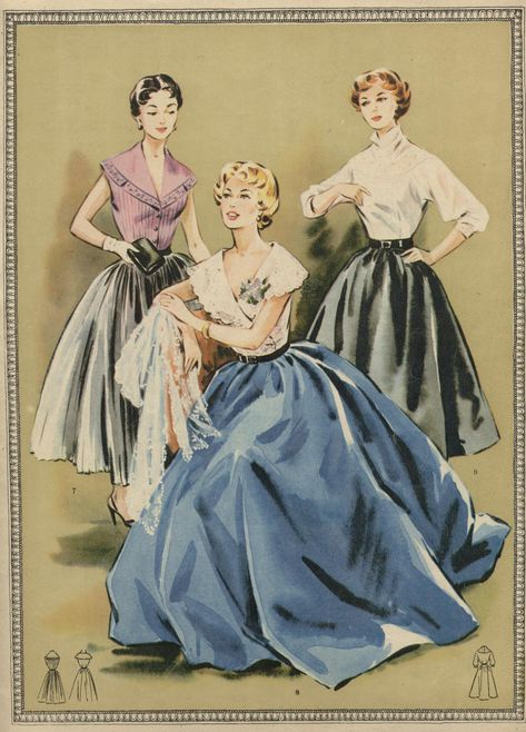 Sewing Vintage, 1950 Fashion, English Fashion, Fashion Illustration Vintage, Vintage Dress Patterns, Vintage 1950s Dresses, 1950s Dress, Fashion Illustrations, Fashion Plates