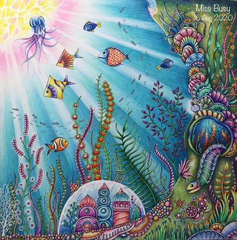 Coral Drawing, Johanna Basford Lost Ocean, Johanna Basford Books, Lost Ocean Coloring Book, Ocean Coloring Pages, Joanna Basford Coloring, Color Pencil Illustration, Lost Ocean, Johanna Basford Coloring Book