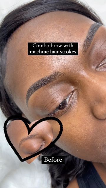 Ombre Brows Black Women, Nano Combo Brows, Microblading Eyebrows Black Women, Microshading Eyebrows, Combo Brows Microblading, Combo Brows, Nano Brows Before And After, Nano Brows, Eyebrow Before And After