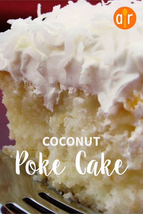 Coconut Poke Cake Recipe, Coconut Poke Cake, Coconut Sheet Cakes, Coconut Poke Cakes, Coconut Cream Cake, Poke Cake Recipe, Cake Mix Desserts, Coconut Cake Recipe, Coconut Desserts