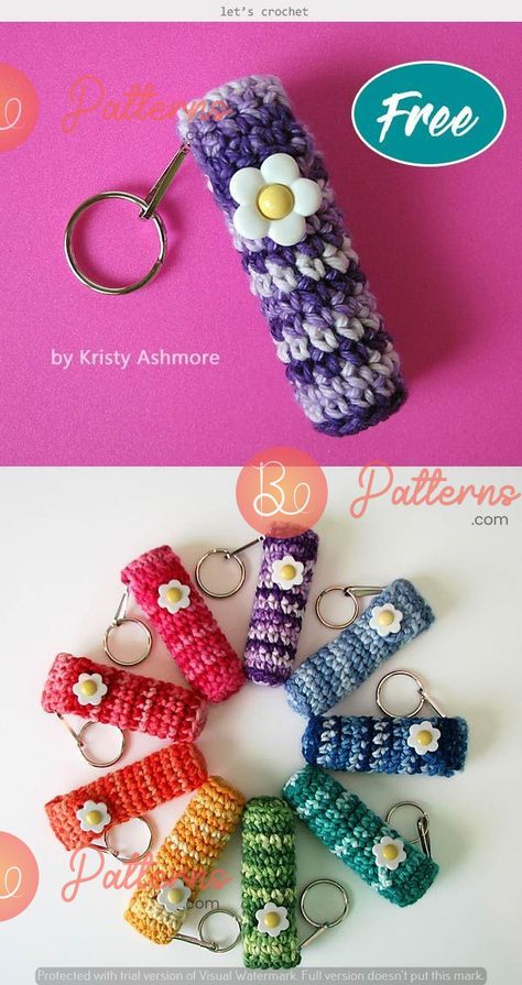 Crochet Patterns Free Key Cover, Crochet Key Ring Patterns, Crochet Lipstick Holder Pattern Free, Crochet Lip Balm Holder Pattern Free, Crochet Lipstick Holder, Crochet Chapstick Holder Pattern Free, Crochet Lip Balm Holder, Crochet Lip Balm, Crochet Key Chains