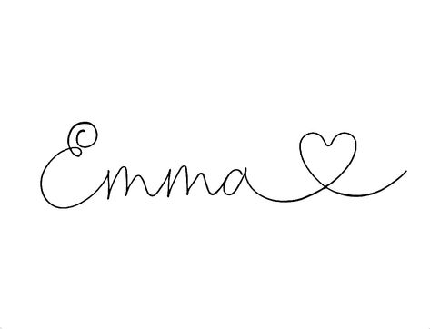 Emma Name Art, Emma Tattoo, Tattoo Family, Cursive Tattoos, Cool Tattoo Drawings, Clover Tattoos, Paw Patrol Birthday, S Tattoo, Line Tattoos