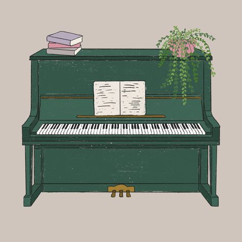 Digita Illustration Bear Sleeping Bags, Piano Photography, Piano Pictures, Pink Piano, Apple Illustration, Classic Academia, Piano Art, Graphic Design Cards, Music Drawings