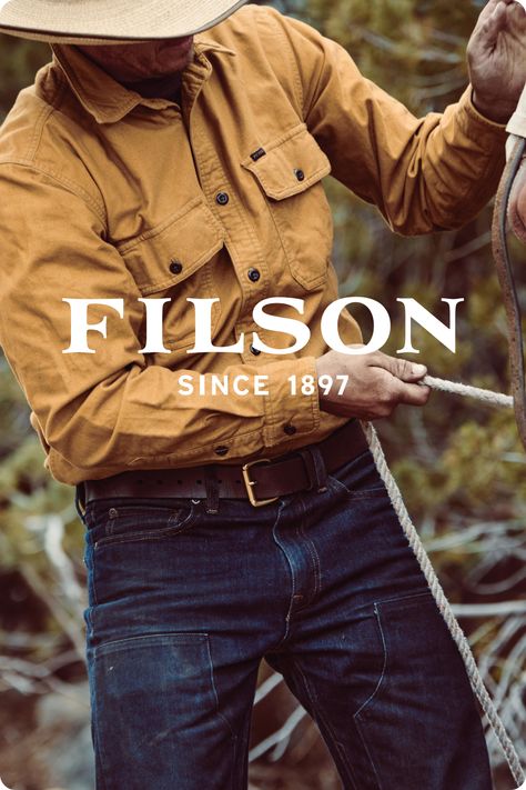 Filson Mens, Tough Clothes, Older Mens Fashion, Cabin Aesthetic, Duluth Trading, Rugged Style, Country Wear, Denim Jean Jacket, Western Outfits