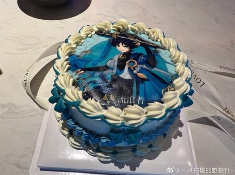 Genshin Cake Design, Scaramouche Birthday Cake, Genshin Impact Cake Design, Genshin Impact Cake Ideas, Scaramouche Birthday, Genshin Birthday Cake, Scaramouche Birthday Art, Scaramouche Sketch, Scaramouche Drawing