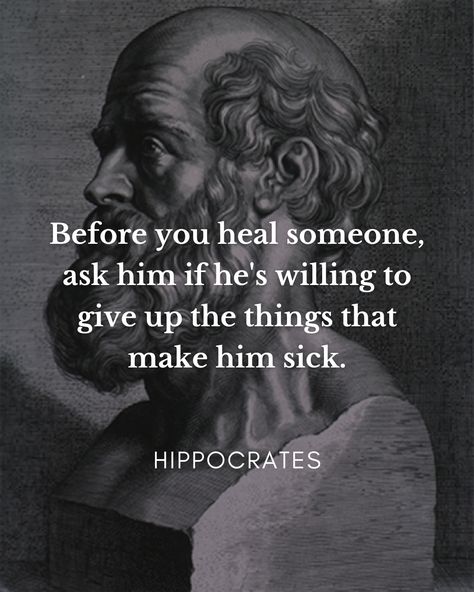 "Before you heal someone, ask him if he's willing to give up the things that make him sick." | Hippocrates⁣ #hippocrates #dailyphilosopher… | Instagram Osho Quotes On Life, Osho Quotes, African Proverb, Tim Ferriss, Word Of Advice, Magic Words, Daily Motivational Quotes, Health Quotes, Thought Provoking