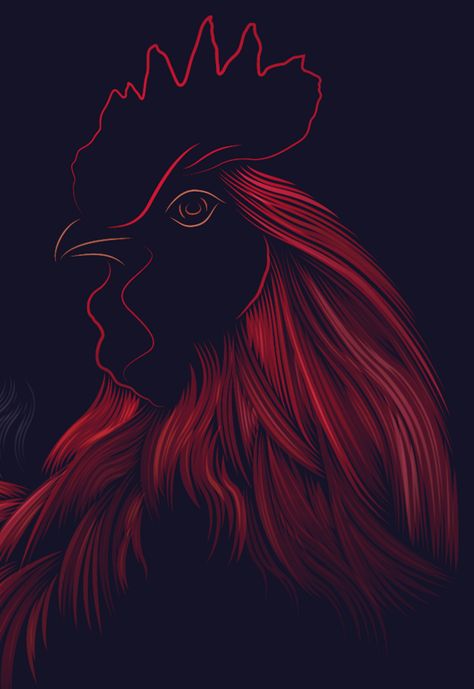 Le coq by Patrick Seymour, via Behance Rooster Portrait, Patrick Seymour, Meat Art, Crow Silhouette, Rooster Tattoo, Cartoon Rooster, Metal Art Techniques, Beats Wallpaper, Chicken Pictures