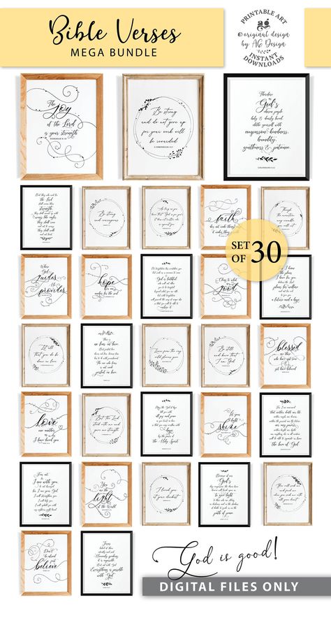 Bible Verse Digital Printable Bundle Set of 30, Christian Wall Art, Religious wall decor, Scripture print, Christian Gifts, INSTANT DOWNLOAD Bible Signs, Posters Christian, Scripture Posters, Christian Scriptures, Business Woman Quotes, Holly Wreath, Religious Wall Decor, Scripture Print, Christian Printables