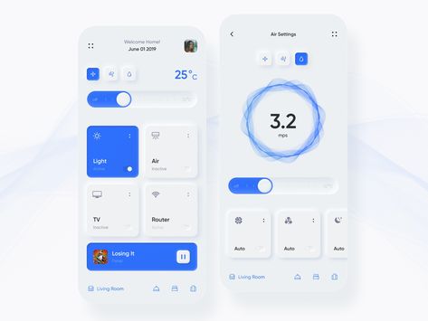 Neumorphism Smart Home app Ux Trends, Ux Design Trends, Ui Ux 디자인, Ui Design Trends, Ux Mobile, Banking App, Dashboard Design, Web Design Trends, Ui Design Inspiration