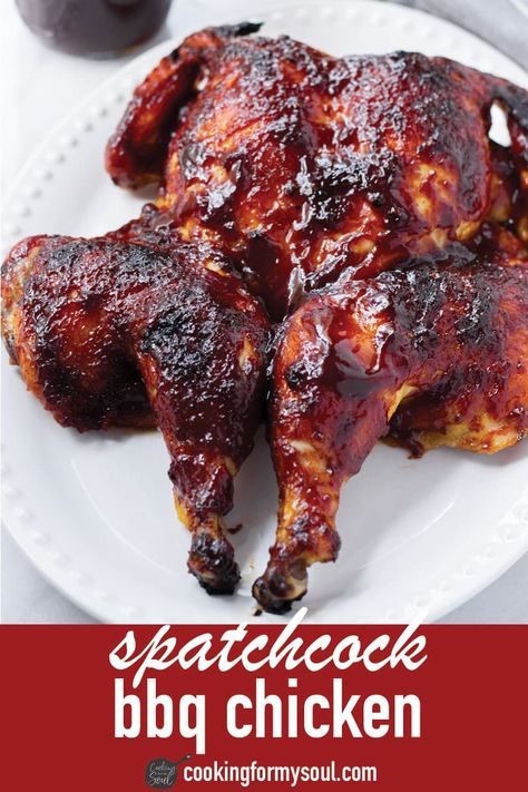 Spatchcocked Chicken, Chicken Oven, Sweet Bbq Sauce, Bbq Sauce Chicken, Spatchcock Chicken, Whole Chicken Recipes, Homemade Barbecue Sauce, Bbq Sauce Recipe, Bbq Sauce Homemade