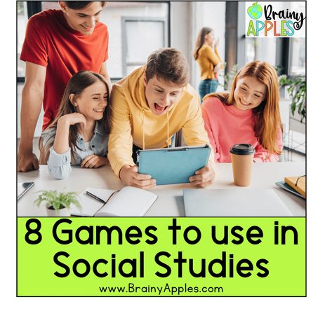 8 Games To Use In The Social Studies Classroom - Brainy Apples Social Studies Games Middle School, Social Studies Games Elementary, Middle School Classroom Games, Middle School Us History, Classroom Games Elementary, Middle School Social Studies Classroom, Social Studies Games, Types Of Games, 6th Grade Social Studies