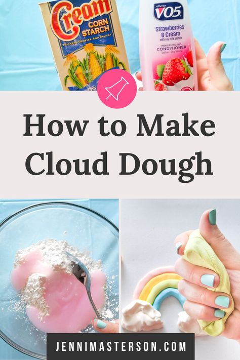 Cornstarch Slime, Cloud Dough Recipe, Make Rock Candy, Moon Dough, Cloud Dough Recipes, Diy Playdough, How To Make Clouds, Sensory Dough, Diy Sensory