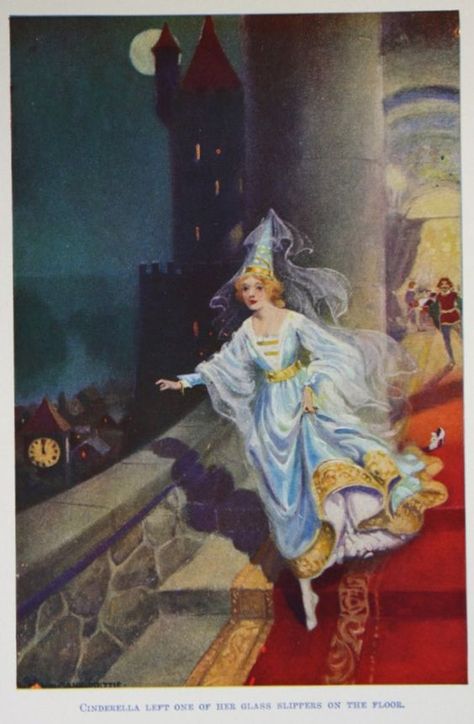 A 1924 illustration showing a medieval Cinderella. Vintage Cinderella, Princess Illustration, Cinderella Princess, 동화 삽화, Fairy Tale Illustration, Classic Fairy Tales, Fairy Tale Books, Grimm Fairy Tales, Fairytale Illustration