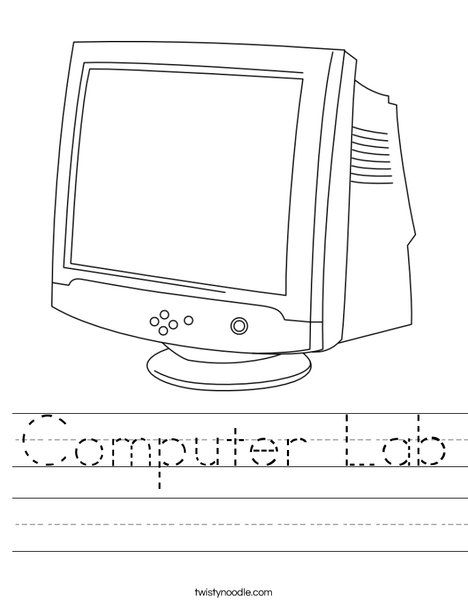 Computer Lab Worksheet - Twisty Noodle Transportation Worksheet, Handwriting Sheets, Twisty Noodle, Computer Works, Computer Class, Holiday Lettering, Math Printables, Computer Lab, Fun Worksheets