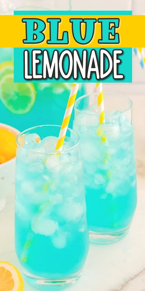 Blue Raspberry Lemonade Recipe, Blue Summer Drink, Blue Lemonade Recipe, Blue Raspberry Syrup, Rasberry Lemonade, Princess Recipes, Raspberry Lemonade Punch, Punch Recipes For Kids, Blue Punch Recipe