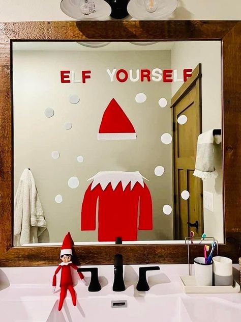 Take An Elfie Mirror, Take An Elfie Door Decoration, Elf Toy Making Door, Elf On The Shelf Meets Tooth Fairy, Elf On The Shelf Memes Hilarious, Elf Yourself, Awesome Elf On The Shelf Ideas, Elf On The Shelf Ideas, Elf Ideas