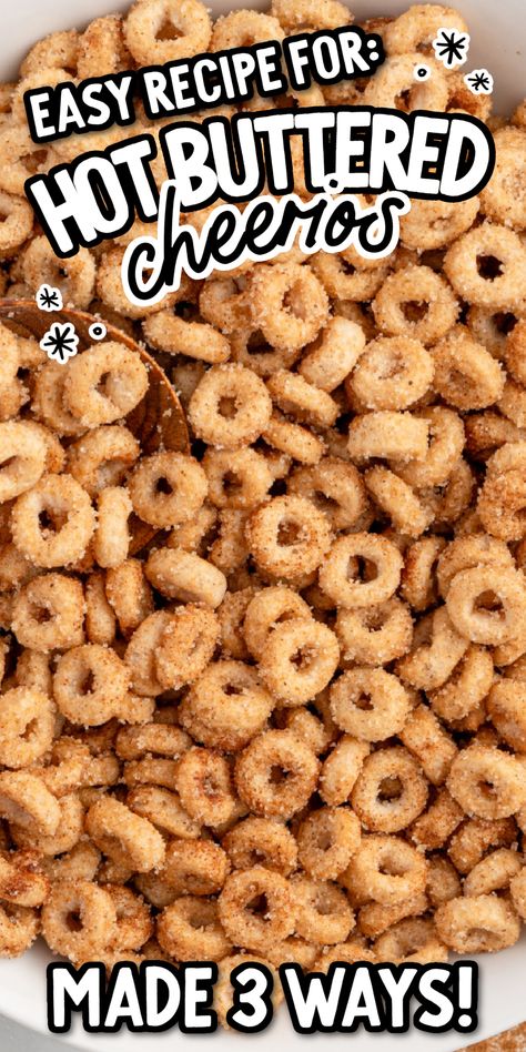 Mini Doughnut Hot Buttered Toasted Cheerios, Honey Cheerios Recipes, Christmas Cheerios Recipes, Snacks To Make With Cheerios, Cheerio Birthday Party, Savory Cheerios Recipes, Stale Cheerios Recipes, Buttered Cheerios Recipe, Baked Cheerios Recipes