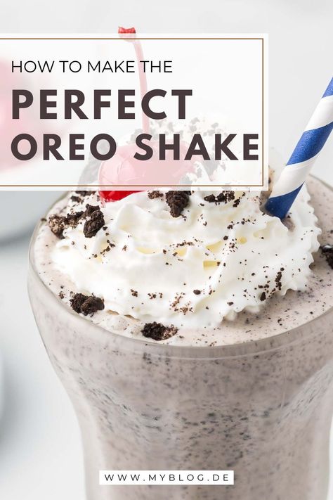 These Oreo Milkshakes are so easy to make and are a great way to make memories and traditions with the family! Get the full recipe now on the blog! Oreo Milkshake Recipe With Ice Cream, How To Make An Oreo Milkshake, Home Made Milkshakes, How To Make Milkshakes At Home, Homemade Milkshake Recipe Easy, Thick Oreo Milkshake Recipe, Simple Milkshake Recipe, Oreo Shake Recipe, Milkshakes Recipes