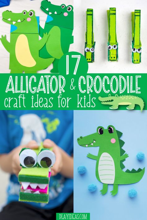 Alligator Classroom Theme, Alligator Crafts For Toddlers, Alligator Preschool Activities, Crocodile Craft Preschool, Alligator Craft Preschool, Alligator Crafts For Kids, Alligator Pumpkin, Crocodile Crafts For Kids, Reptile Crafts For Kids