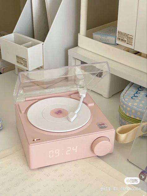 Pink Bluetooth Speaker, Things To Search Up On Amazon, Cute Bluetooth Speaker, Cute Things To Buy On Amazon For Your Room, Pink Alarm Clock Aesthetic, Cute Alarm Clocks, Pink Vinyl Aesthetic, Cute Bedroom Decor Items, Objet Aesthetic