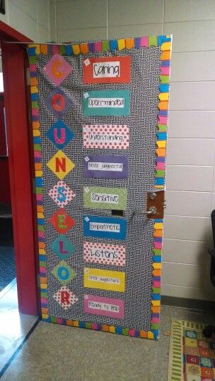 Counselor door School Counselor Door, Counselor Door, School Counselor Bulletin Boards, School Counseling Bulletin Boards, Middle School Counselor, School Counselor Resources, School Counsellor, School Counseling Office, Counselors Office Decor