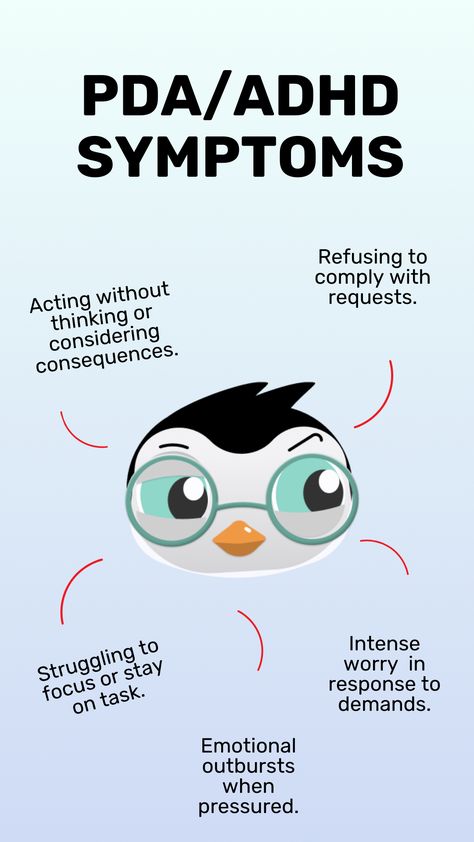 Understanding the symptoms of Pathological Demand Avoidance (PDA) and ADHD is crucial for parents navigating the complexities of neurodiverse behaviors. From difficulty with transitions to extreme emotional reactions, recognizing these signs empowers parents to provide targeted support for their child's unique needs. Explore our comprehensive guide to learn more about these symptoms and discover practical strategies for fostering a supportive environment for your child. What Is Pathological Demand Avoidance, Demand Avoidance, Pathological Demand Avoidance, Self Advocacy, Spectrum Disorder, Therapy Ideas, Emotional Development, Mental And Emotional Health, Social Emotional Learning